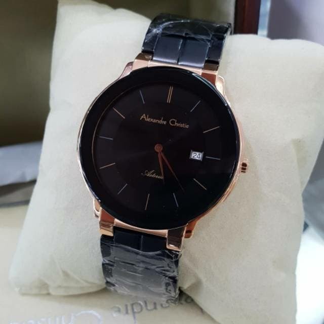 ✅Original Jam Tangan Alexandre Christie Pria Original Ac8615 Black Rosegold Bisa Gojek