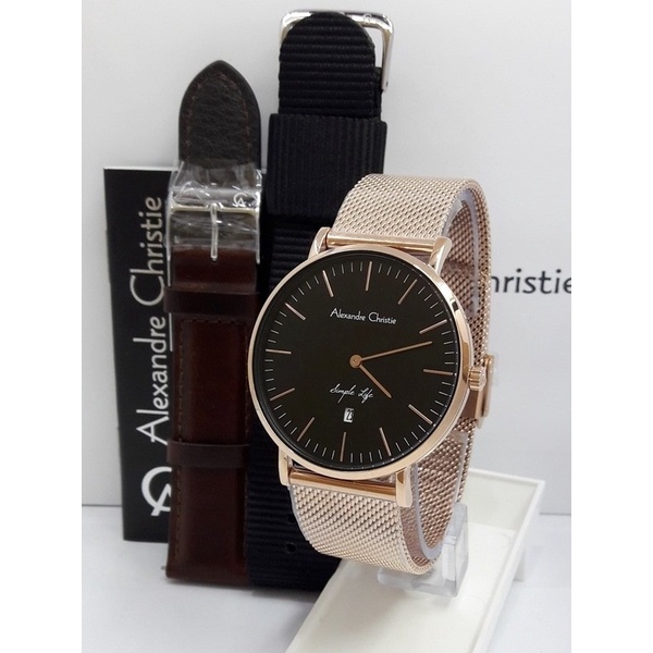 ✅Sale Jam Tangan Pria Alexandre Christie Ac 8566 Rosegold Black Original Bisa Gojek