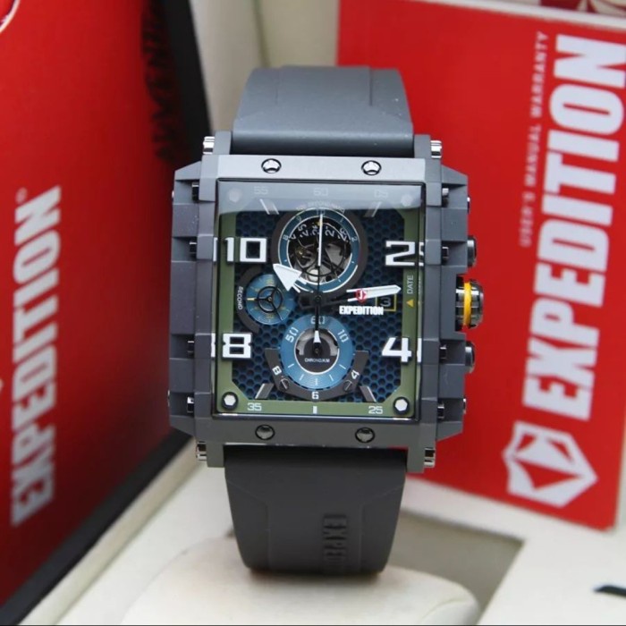 ✅Original Expedition E6757 E 6757 Rubber Black Dial Blue Jam Tangan Pria Limited