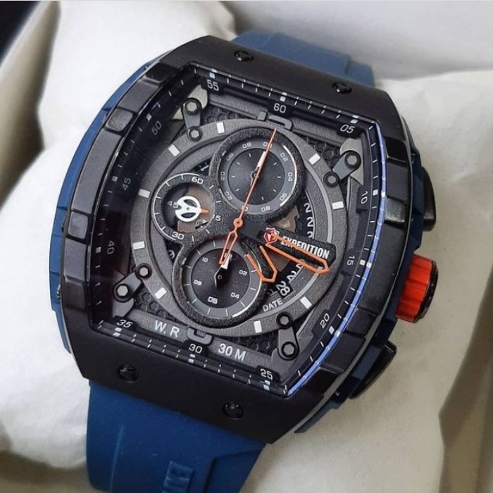 ✅Sale Jam Tangan Expedition Original Pria E6782 / E 6782 Rubber Black Blue R Terbaru