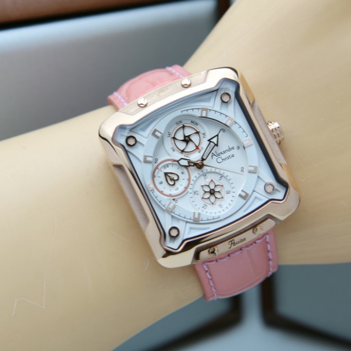 ✅Baru Jam Tangan Wanita Alexander Christie 3030 Pink Kulit Original Terbatas