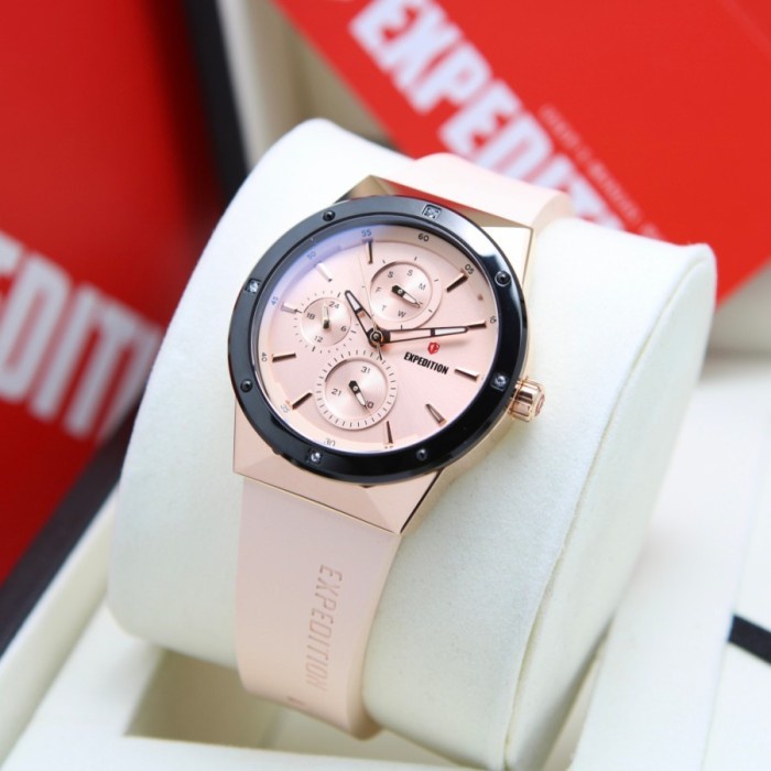 ✅Baru Expedition E6818 Black Rosegold Peach Rubber Wanita. Terbatas