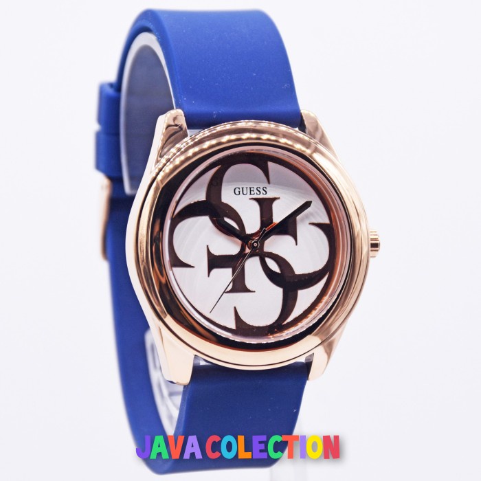 ✅Baru Jam Tangan Wanita Guess W0911L6 Rose Gold Rubber Blue Original Bisa Gojek