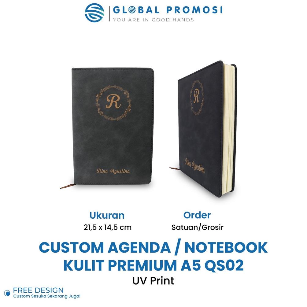 

Custom Nama/Logo Uv Print Notebook Agenda Kulit Premium A5 Buku Catatan Kerja Souvenir QS02