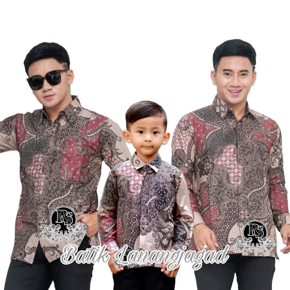 Berkualitas Batik Pria Couple Batik Ayah dan Anak Laki Laki Kemeja Batik Anak Cowok Warna Dusty Pink