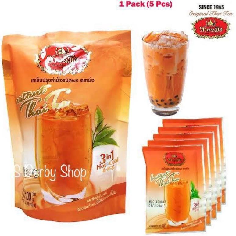 

( BISA COD ) Thaitea Instan Minuman Thai Tea Chatramue Sachet isi 5 .,