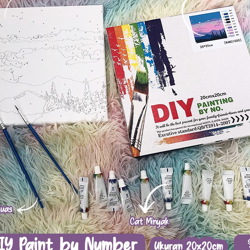 

[D57♥) Bandiaterra DIY Paint by Number KIT / Set Alat Lukis Praktis ukuran 20x20cm(Painting by Number).