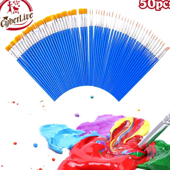 

[U83♡] 50pcs Kuas Lukis Set Paintbrush Paint Brushes Kuas Cat Minyak Dan Air!