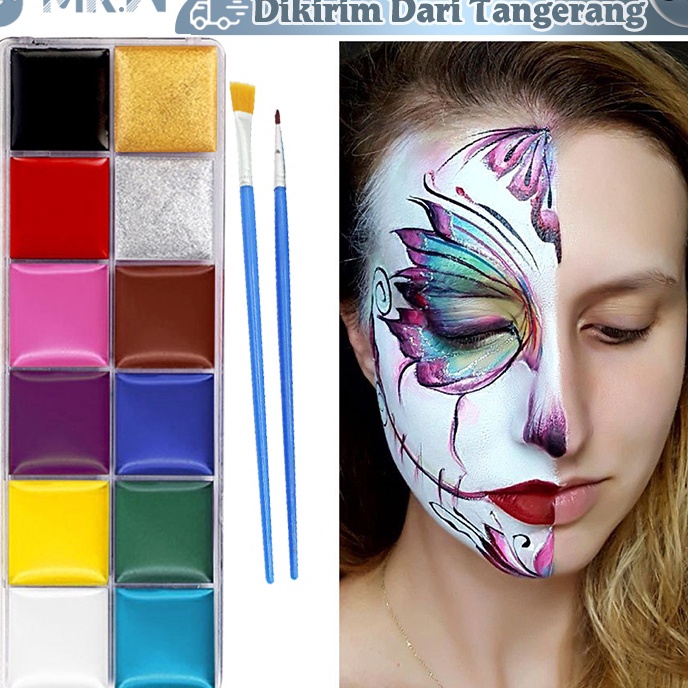 

(E06㊖) 12 Warna Body Face Painting Cat Wajah Painting Wajah Body Painting Palette Wajah..