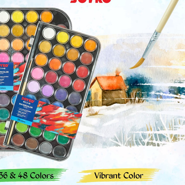 

[N67✔] Joyko Watercolor Set 36 / 48 - Cat Air Joyko Set 36 / 48 Warna (WC-3-36 / WC-3-48).!