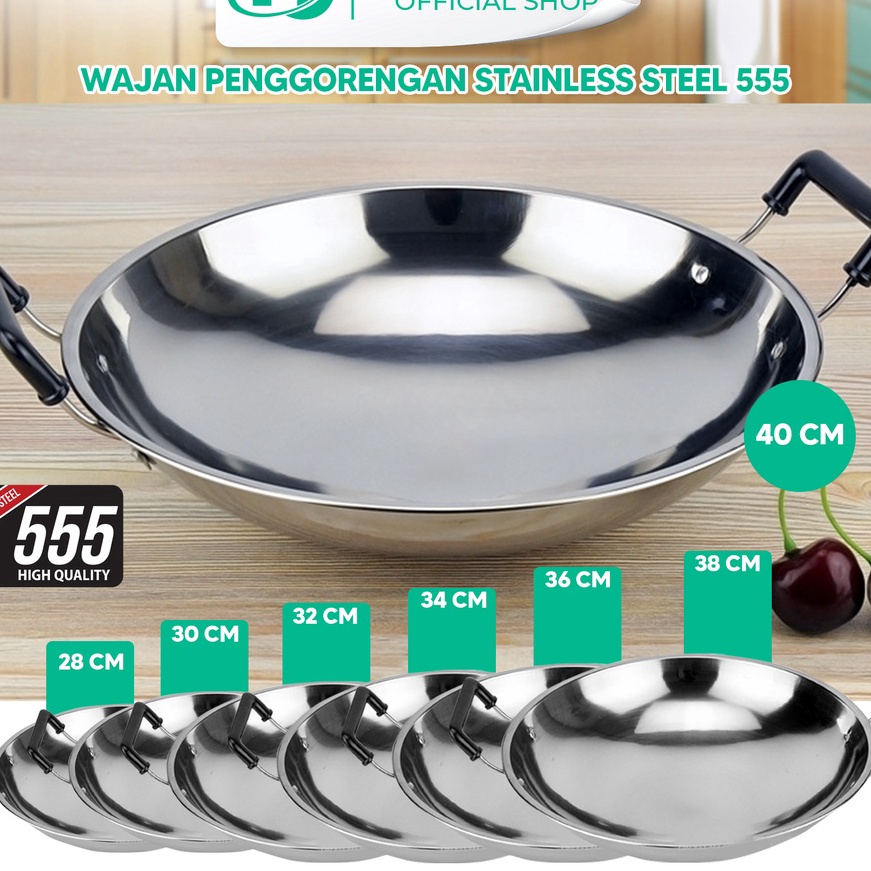 [Q75✔) Hongzhuo  Wajan Stainless Teba  7 Ukuran Wajan / Stainless Steel 555㊛..