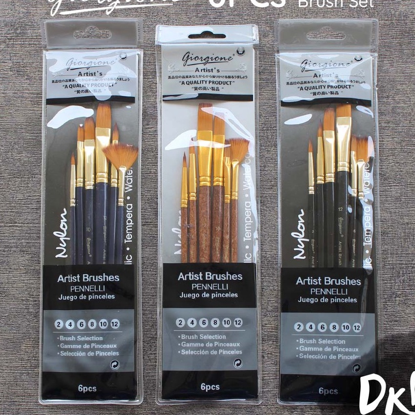 

(G88-☑) Giorgione Brush Set 6 pcs G-6030H Kuas Lukis Nylon✓.