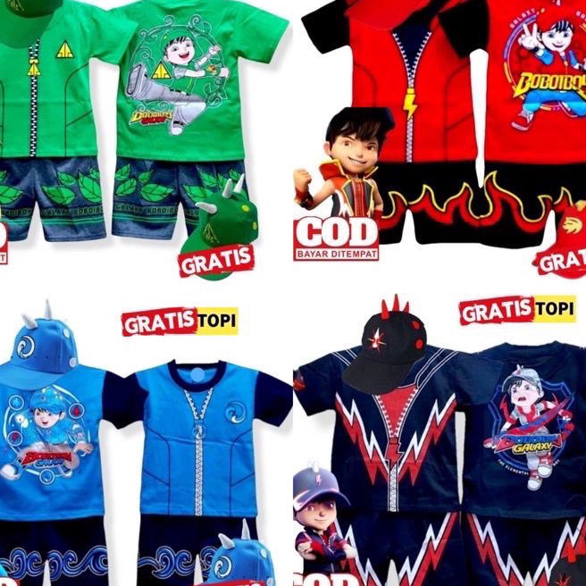 (D38-☞) SETELAN ANAK BOBOIBOY HALILINTAR/GEMPA/API/SOLAR/DAUN/BAJU ANAK BOBOIBOY LAKI LAKI/KOSTUM AN