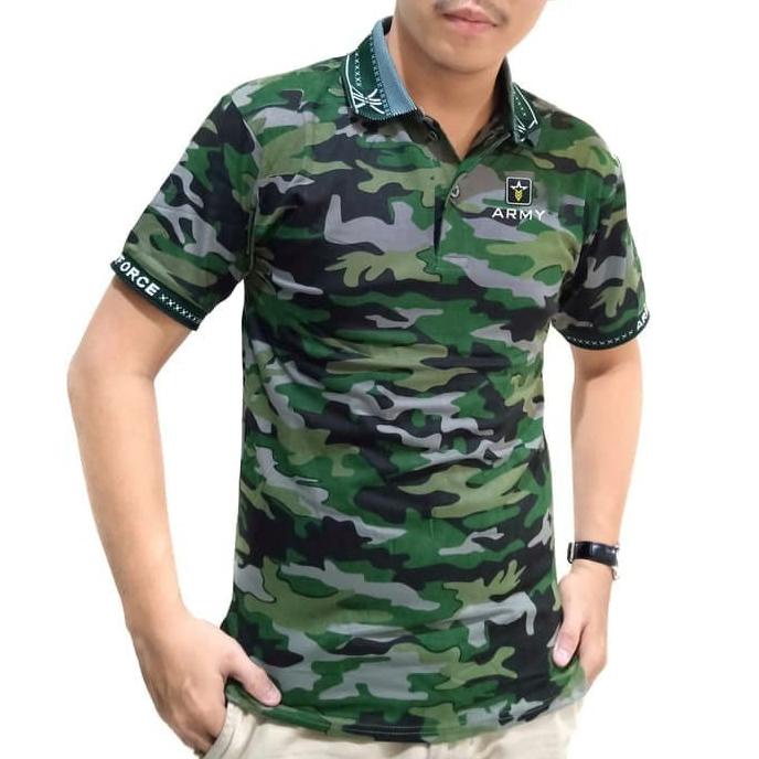 Kaos Baju Polo Kemeja Army Tentara Loreng