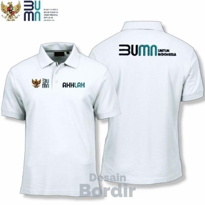 Kaos Polo Shirt Kaos Kerah Bumn Akhlak Bordir - Lengan Pendek