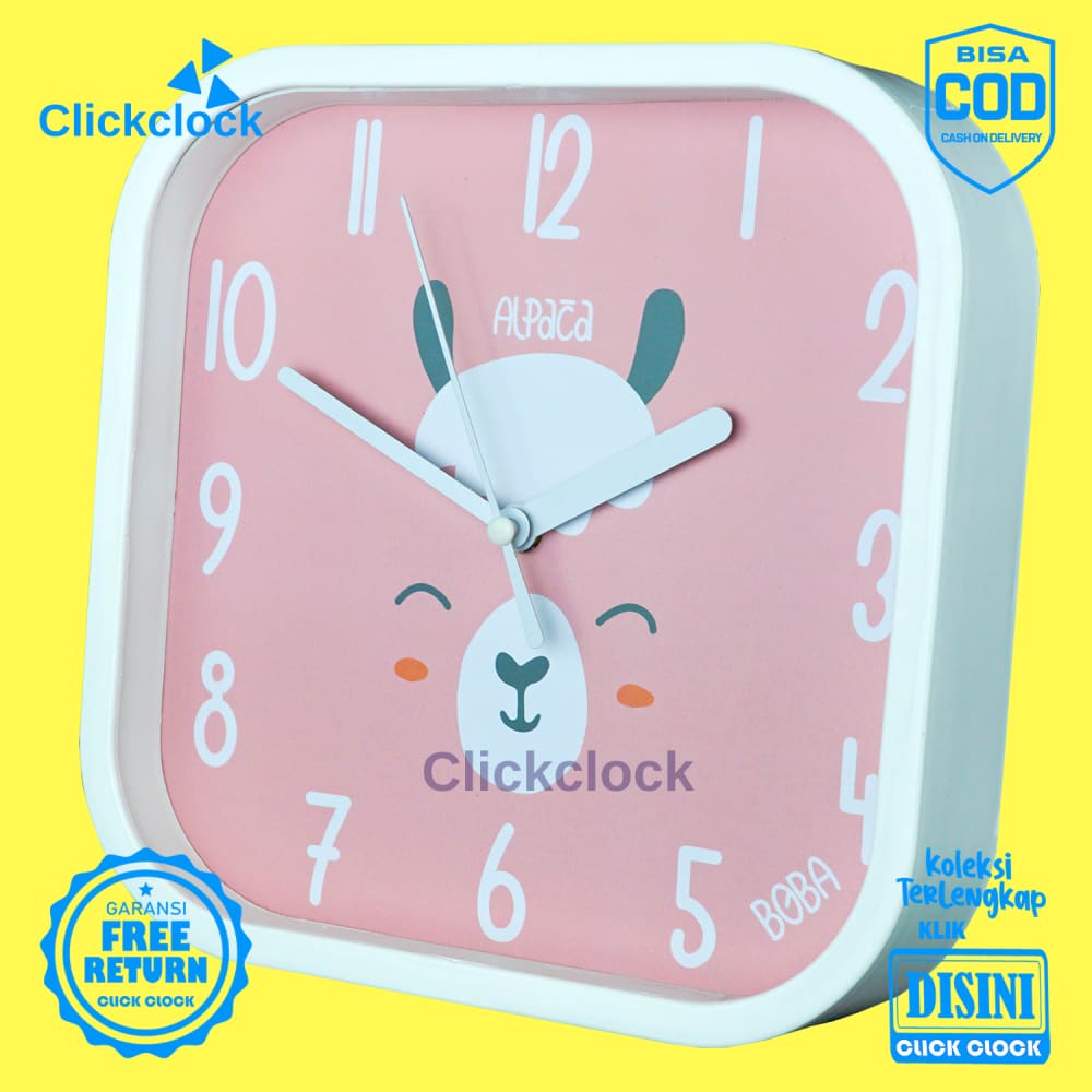 Jam Dinding Analog Animal Alpaca Boba BB1515-5454 Besar Dekorasi Dinding Unik