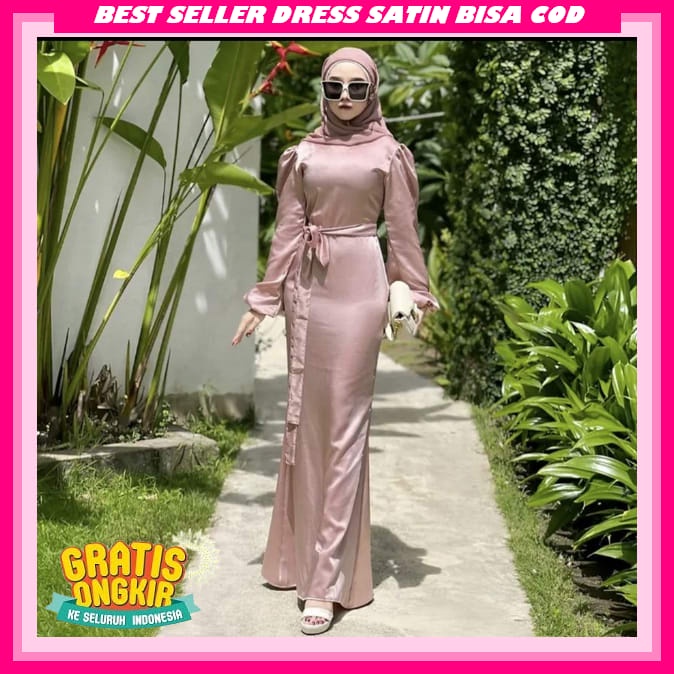 Gaun Pesta Perempuan Mewah Import Terbaru Shimmer Dress Pesta Wanita Elegan Party Dres Import Satin 