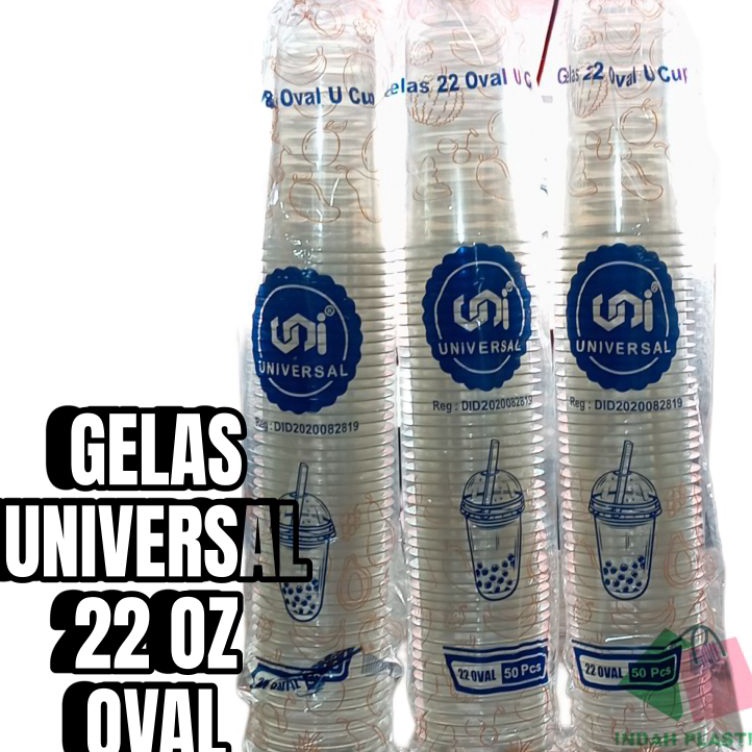 MGWK0241  GELAS PLASTIK 22 OZ OVAL Merk UNIVERSAL