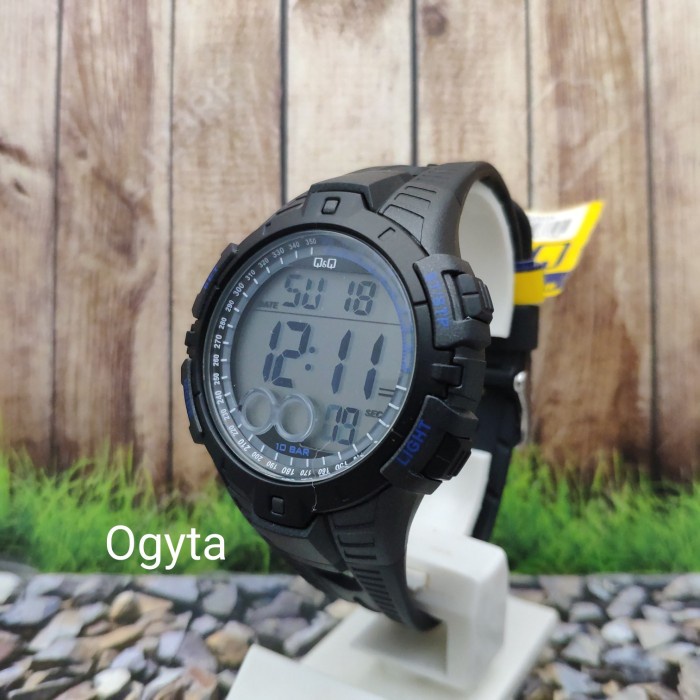BAYAR DITEMPAT Q&Q QQ QnQ Digital Jam Tangan Pria Hitam M190J003Y Original /JAM TANGAN ANTI AIR/JAM
