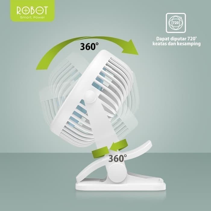 BEBAS ONGKIR NX0690 Kipas Angin Mini Robot RT-BF10 Mini Fan Portable 720 Rotating Clip