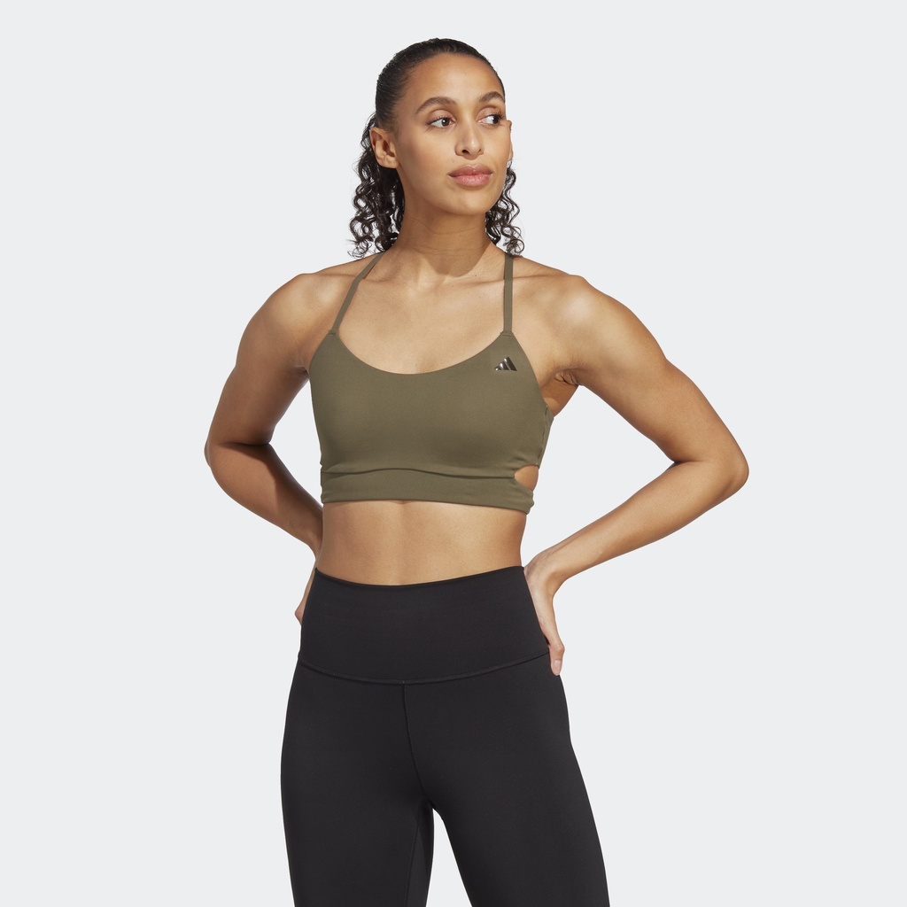 adidas TRAINING Bra Longline Light-Support Yoga Studio Wanita Hijau HY1106