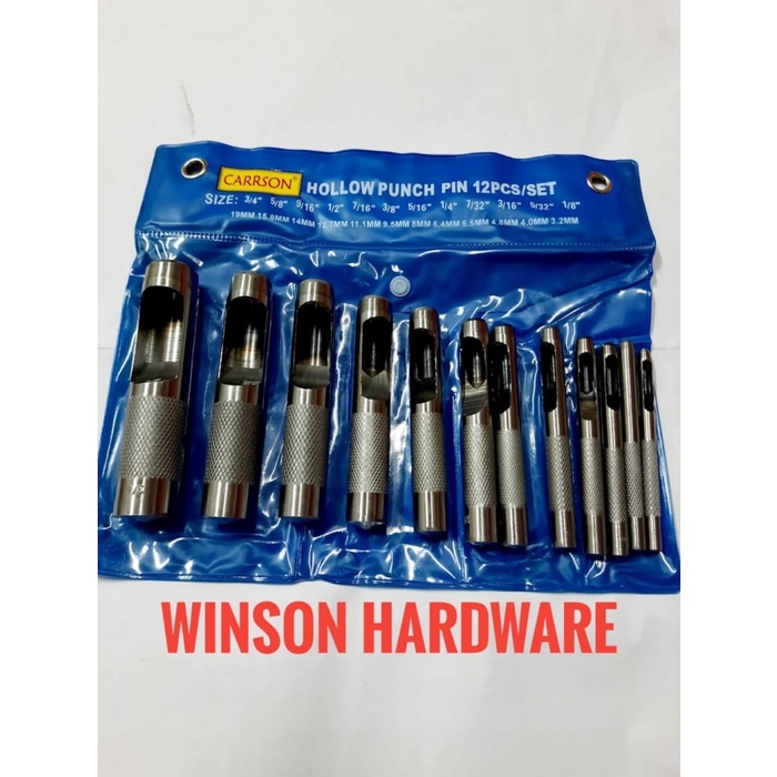 

Carrson Hollow Punch Set 12 pc / Mata Plong Kulit Set 1/8" - 3/4