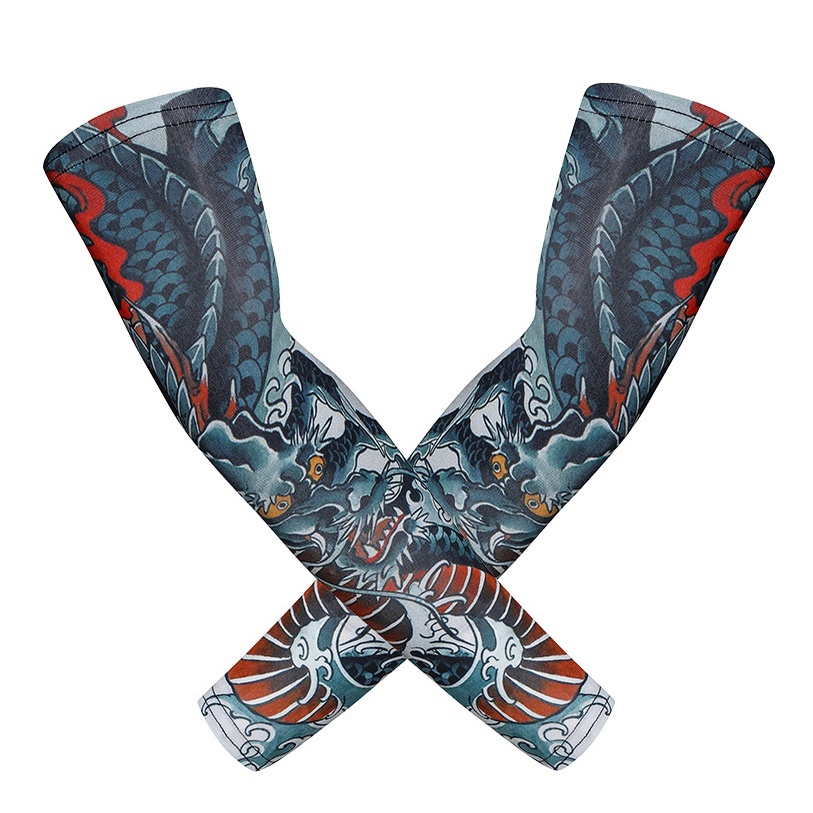 Manset Tato Strong Color Motif Naga / Manset Tangan Gambar Tatto Tengkorak Keren Gaul / Dragon Ice