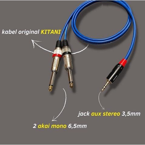 Kabel Jack Audio Mini Stereo 3.5 To 2 Akai Mono 6.5 Cable Aux Kitani
