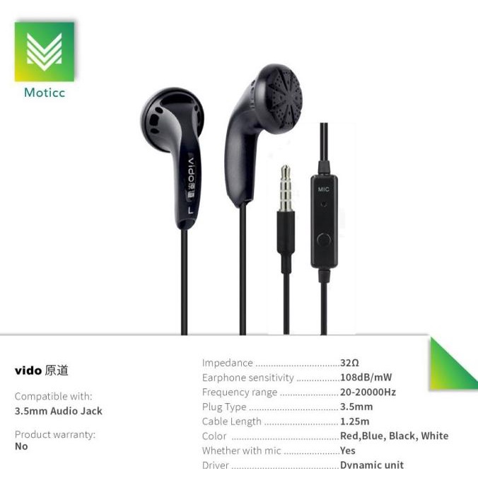 Original Earbud Vido With Mic - Earphone Kere Hore Legend