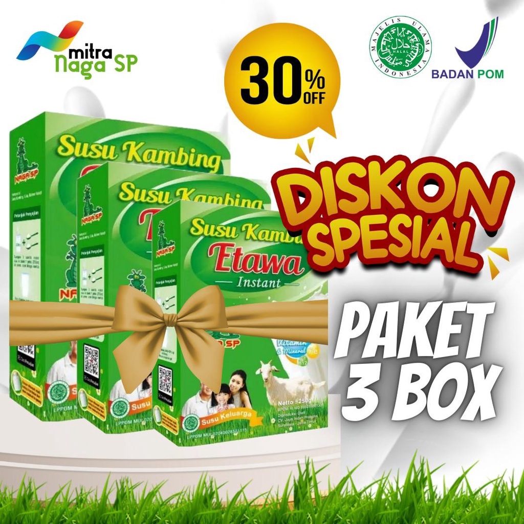 

Paket 3 Box Susu Etawa Naga SP Bubuk 100% Original @ 250 gram