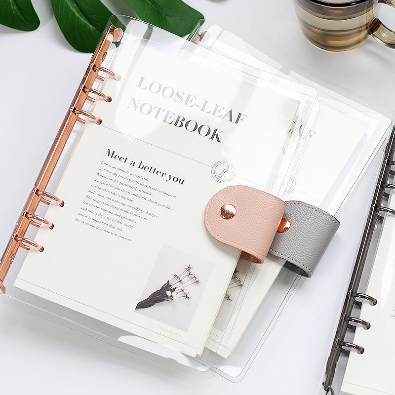

[D] Elegant Binder A5 Binder A6 Transparan Binder With Clip Note Book Loose Leaf Rose Gold Binder -