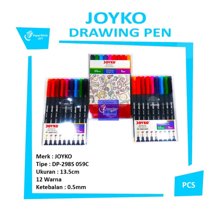 

Joyko Drawing Pen Set Dp-298S 059C 12 Warna [ Set ] Terbaru