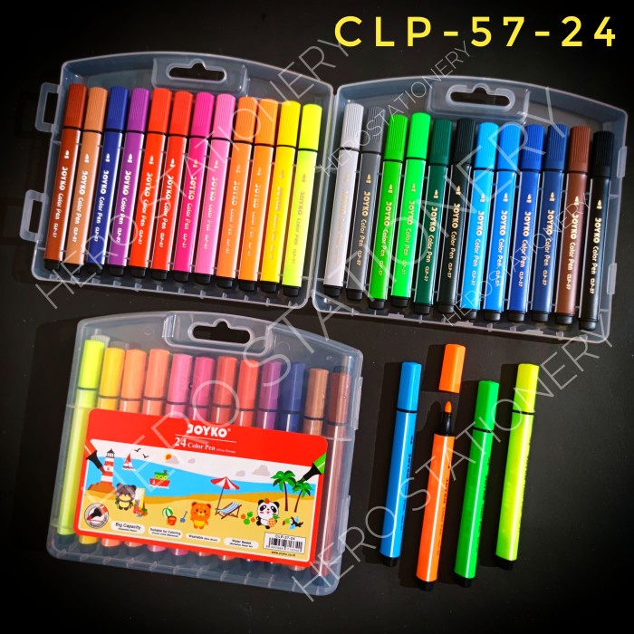 

Jumbo Color Pen Pena Triangular Grip Washable Joyko 24 Warna Clp-57-24 Terbaru
