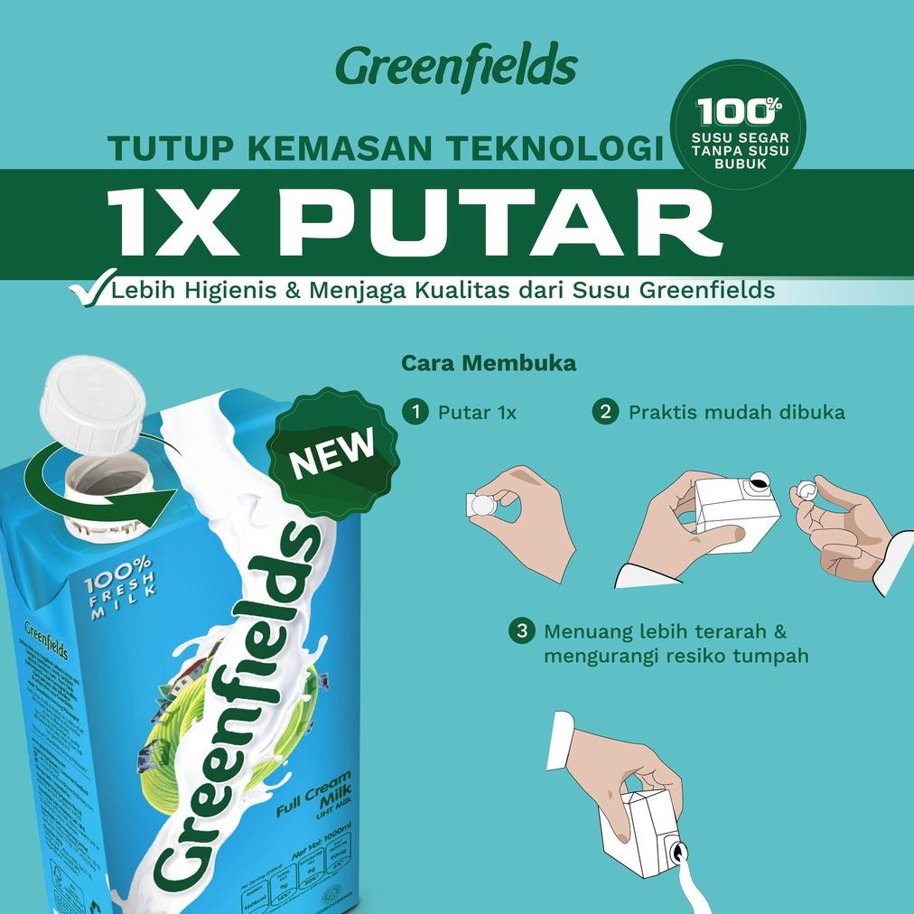 

| susu uht skimmed greenfields 1l - twin pack