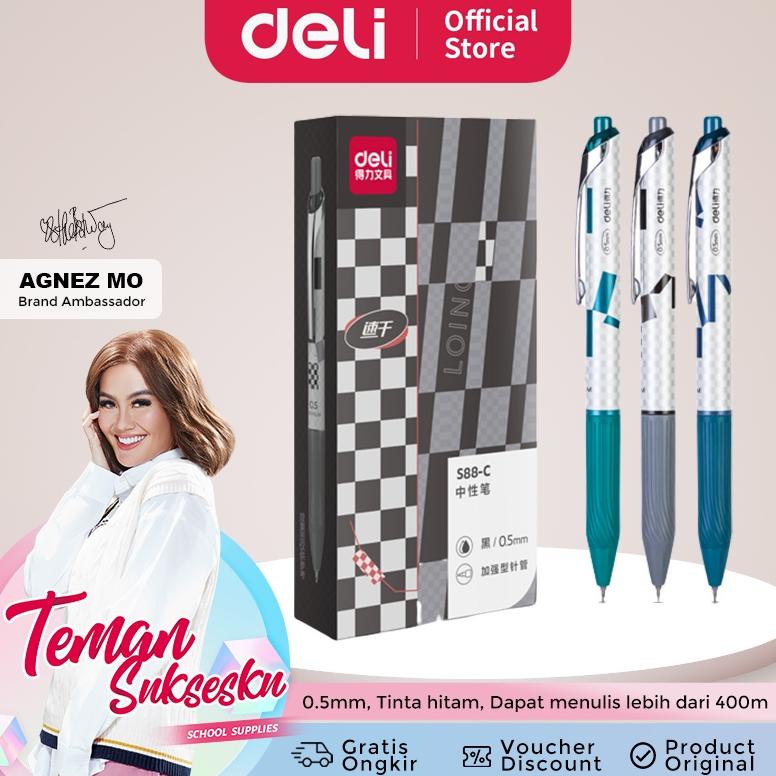

Deli Retractable Gel Pen / Pulpen Gel Cetek 0.5mm Tinta Dapat Menulis 400m S88-C 1 PCS