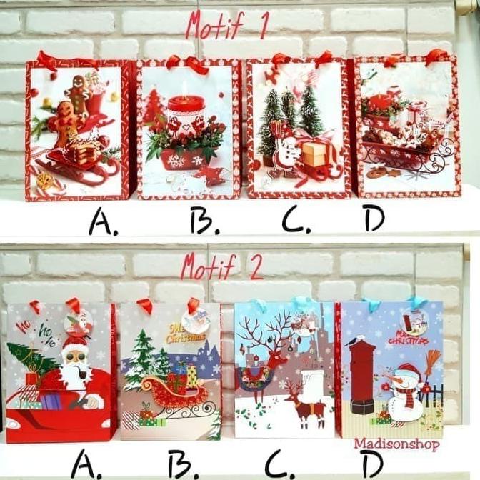 

New Paper Bag Besar Merah Kantong Kado Santa Tas Sovenir Kado Natal Murah Berkualitas