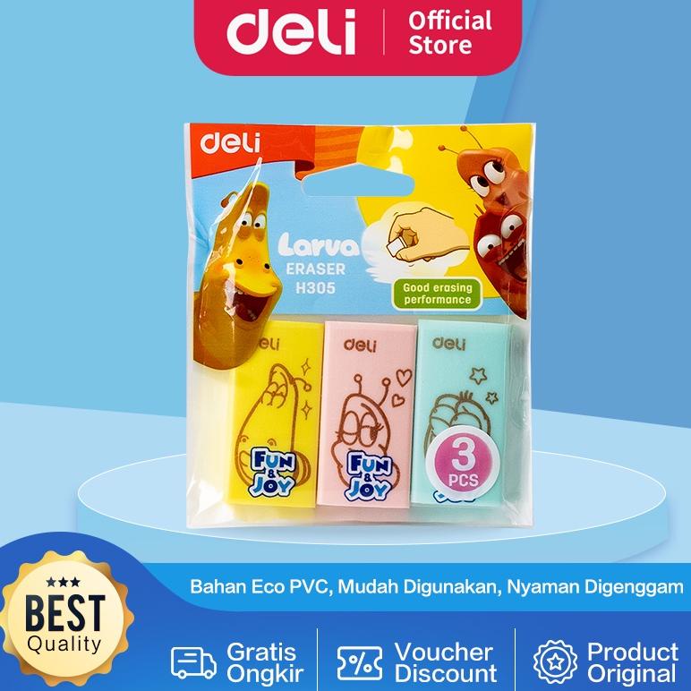 

Deli Larva School Eraser / Penghapus Pensil Eco PVC Isi 3 pcs/Pack Menghapus Lebih Bersih EH305