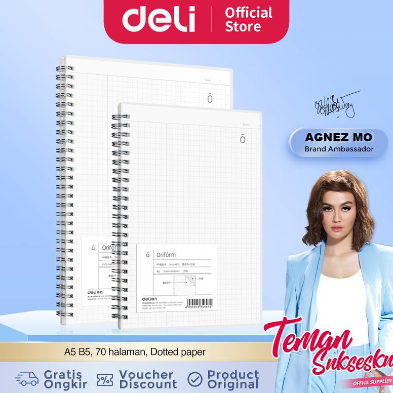 

Deli Buku Catatan Jilid Spiral / Spiral Notebook Transparan Kertas Grid 70 Lembar LX570