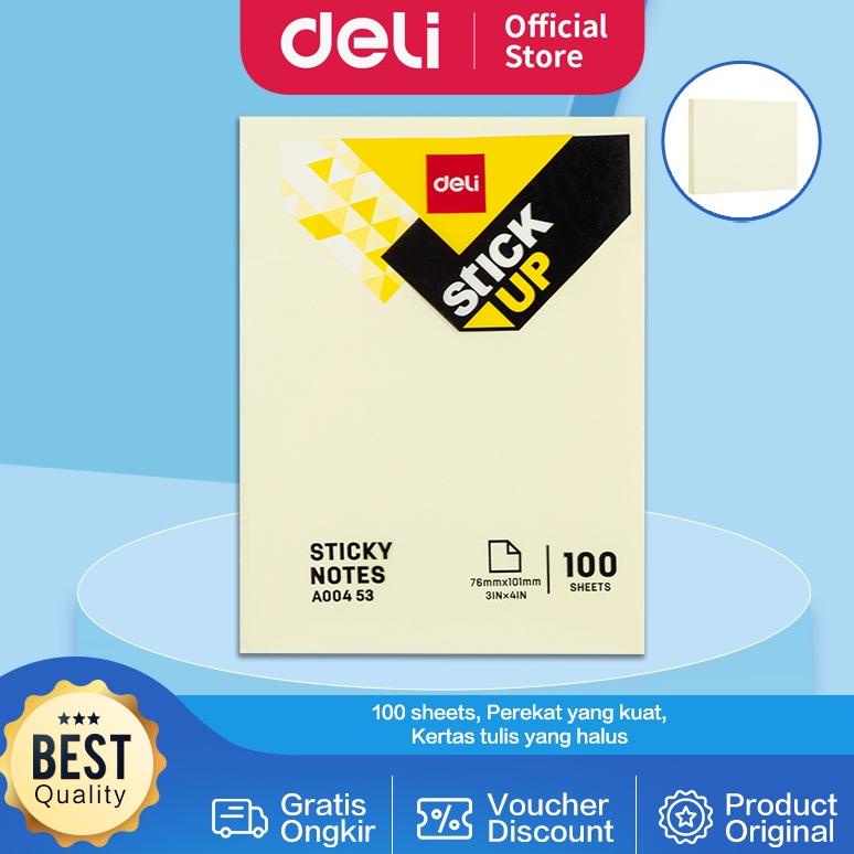 

Deli Memo tempel Sticky Notes 76 101mm 100sheets Warna Kuning perekat kuat tahan lama EA00453