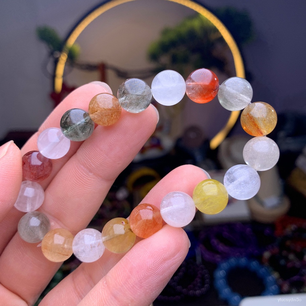 Gelang Bulu Kelinci Warna Desain Asli Kristal Fashion Gelang Manik-manik Bulat Kristal Bulu Kelinci 