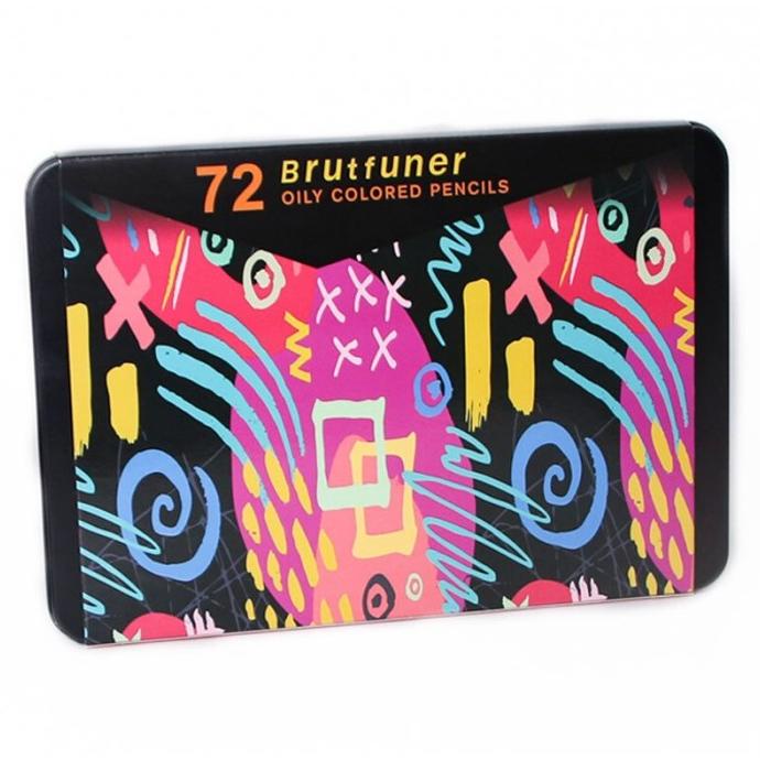 

Brutfuner 72 colors Professional Oil Color Square Pencils Set TinBox