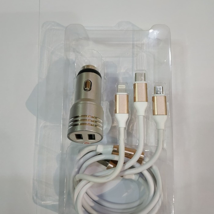 Car Charger/Cas Hp Mobil 2 Usb 1 Phone, Android Type C, Samsung, M1+.. Terbaik