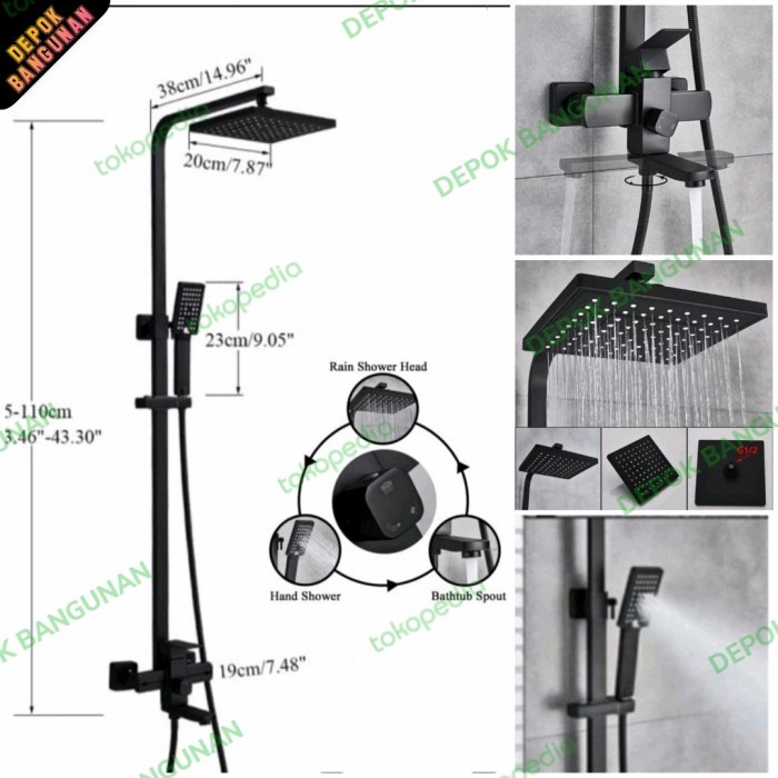 Terlaris Shower Tiang Coulumn Black Shower Tiang Hitam Carlo Fiotini