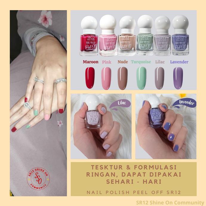 Nail Polish Peel Off SR12 Kutek Halal Cat Kuku Peel Off Halal
