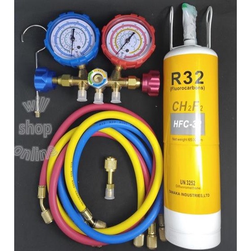 Paket Alat Pengisian Freon Ac Rumah R32 Murah Manifold Double