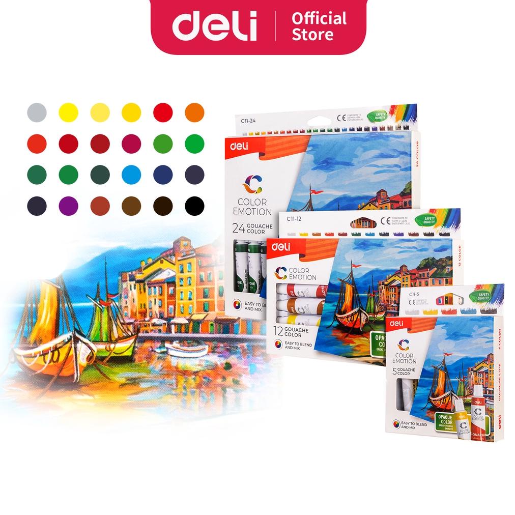 

Deli Gouache / Cat Guas / Cat Air Buram 5/12/24 Warna, Kemasan Kotak 12ml EC11-5 EC11-12 EC11-24