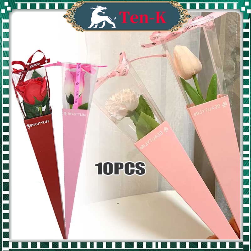 

10PCS Single Rose Box Wrapping Mawar / Bunga Mawar Box / Plastik Bunga Satuan