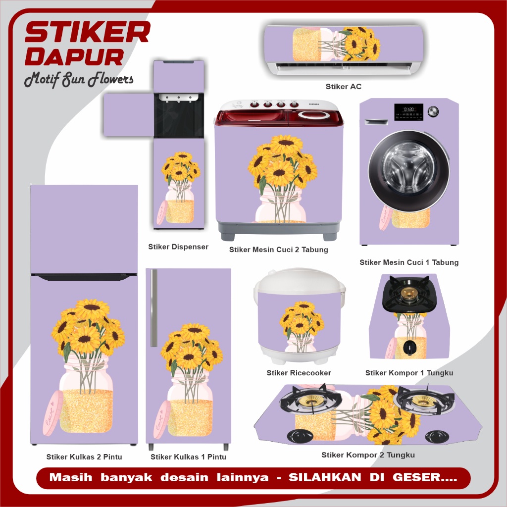 Stiker Kulkas Ac Kompor Mesin cuci Motif Bunga2 Cute 5 0.772209077163411