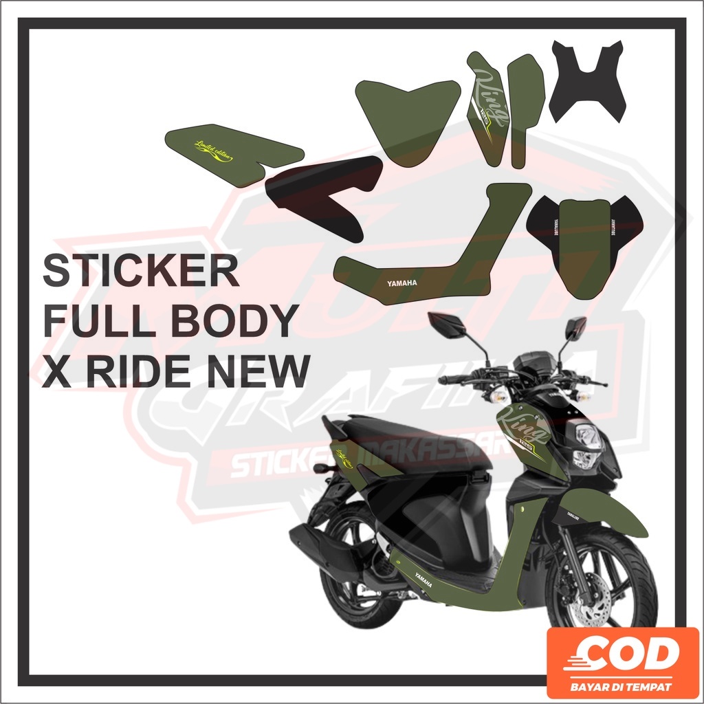 Stiker X ride Decal Motor Yamaha Xride FullBody Sticker X-ride 125 All New Full body Hijau Army