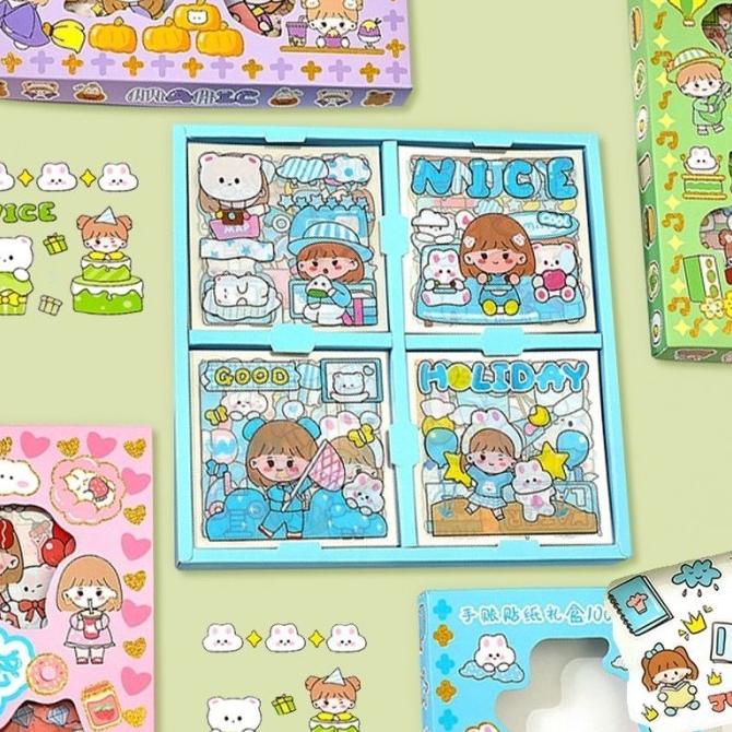 

Isi 100Pcs Sticker Deco Aesthetic Tumbler Binder Case Hp Scrapbok Momo Ma-506